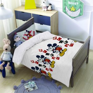 סט למיטת תינוק/מעבר מיקי מאוס לבן