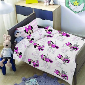 סט למיטת תינוק/מעבר מיני מאוס פסים