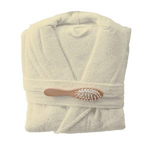 חלוק רחצה מגבת בצבע שמנת