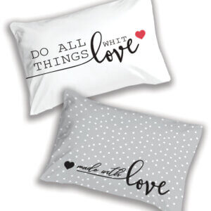 זוג ציפיות מודפסות מדגם Made in love