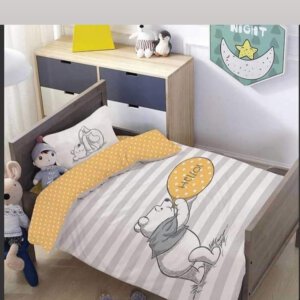 סט למיטת תינוק/מעבר פו פסים צהוב